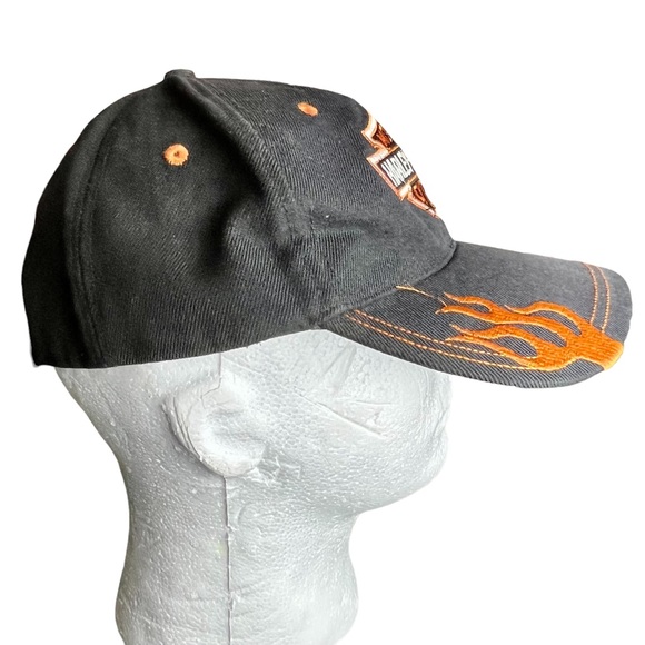 Vintage Harley Davidson Motorcycles Embroidered Flames Logo Strapback Hat Cap - Picture 6 of 11